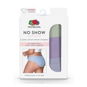 NIB NEW - Fruit of the Loom Womens No Show Pima Cotton Cheekies Panties Size8 XL